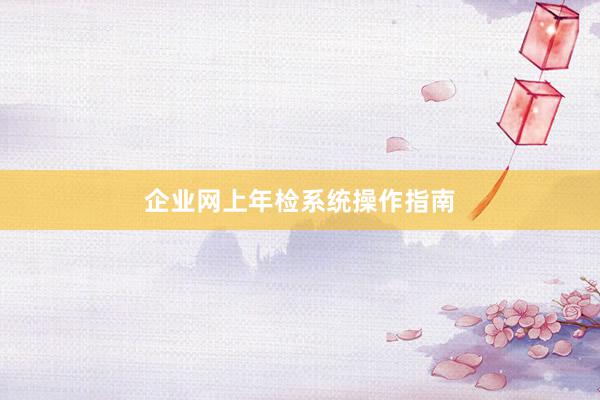 企业网上年检系统操作指南